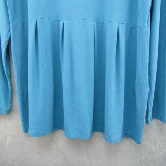 J Jill Wearever Collection Blue Long Sleeve Pleated Drop Waist Top Size S - Picture 3 of 8